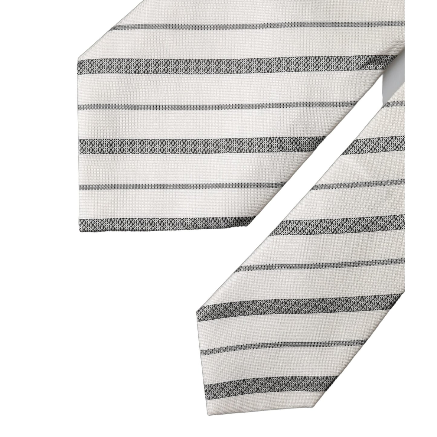 Dolce & Gabbana Black White Stripes Silk Adjustable Women Necktie Tie