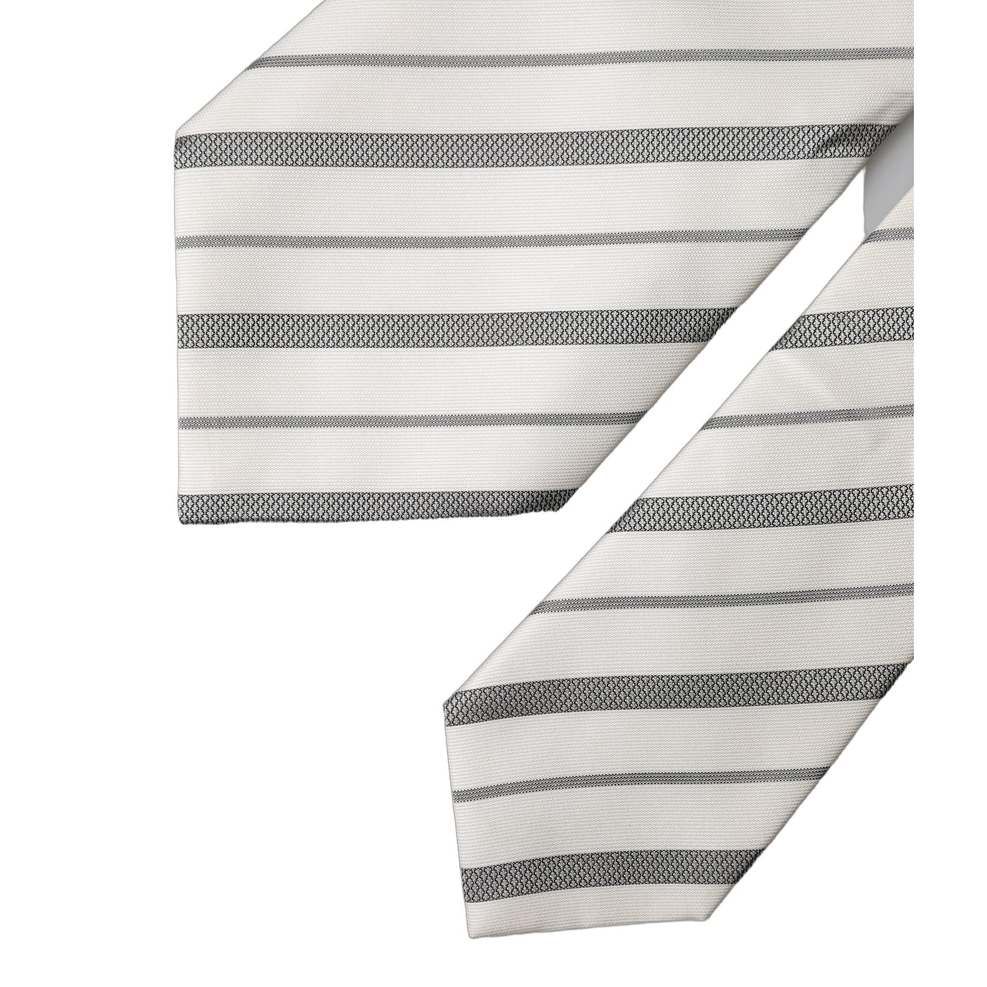 Dolce & Gabbana Black White Stripes Silk Adjustable Women Necktie Tie