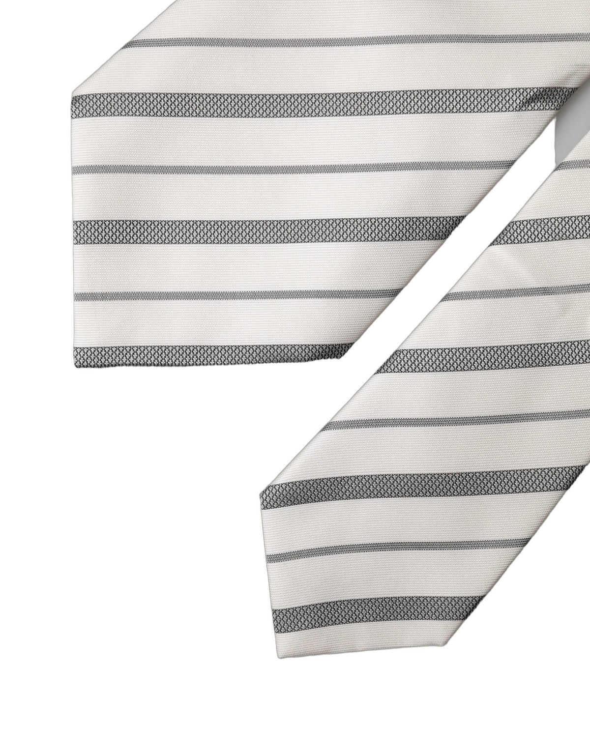 Dolce & Gabbana Gray White Stripes Silk Adjustable Women Necktie Tie - Eljoys Fashion 