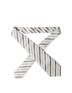 Dolce & Gabbana Gray White Stripes Silk Adjustable Women Necktie Tie - Eljoys Fashion 
