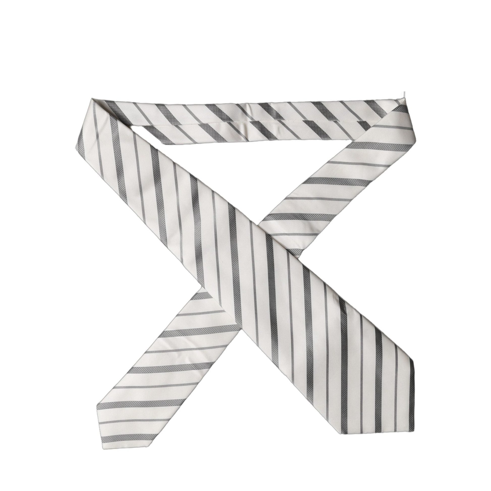 Dolce & Gabbana Black White Stripes Silk Adjustable Women Necktie Tie