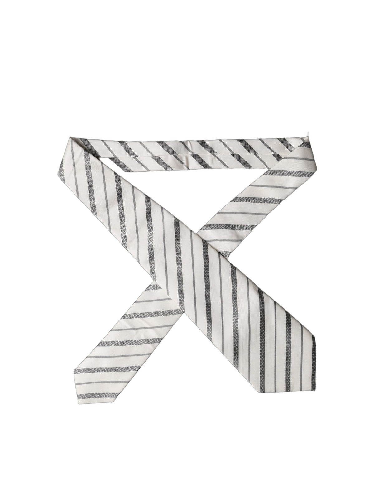 Dolce & Gabbana Gray White Stripes Silk Adjustable Women Necktie Tie - Eljoys Fashion 