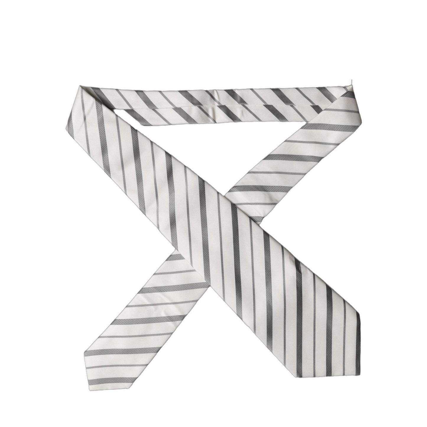 Dolce & Gabbana Black White Stripes Silk Adjustable Women Necktie Tie