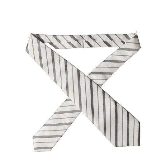 Dolce & Gabbana Black White Stripes Silk Adjustable Women Necktie Tie