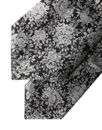 Dolce & Gabbana Dark Gray Silver Floral Silk Adjustable Women Necktie Tie