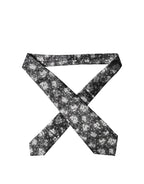 Dolce & Gabbana Dark Gray White Floral Silk Adjustable Women Necktie Tie