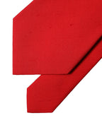 Dolce & Gabbana Red Solid Silk Cotton Adjustable Women Necktie Tie