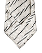Dolce & Gabbana White Black Stripes Silk Adjustable Women Necktie Tie