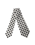 Dolce & Gabbana White Black Polka Dot Silk Adjustable Women Necktie Tie