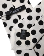 Dolce & Gabbana White Black Polka Dot Silk Adjustable Women Necktie Tie