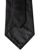 Dolce & Gabbana Black Solid Satin Silk Adjustable Women Necktie Tie