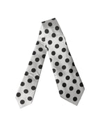 Dolce & Gabbana White Black Polka Dot Silk Adjustable Women Necktie Tie