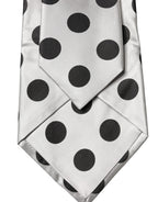 Dolce & Gabbana White Black Polka Dot Silk Adjustable Women Necktie Tie