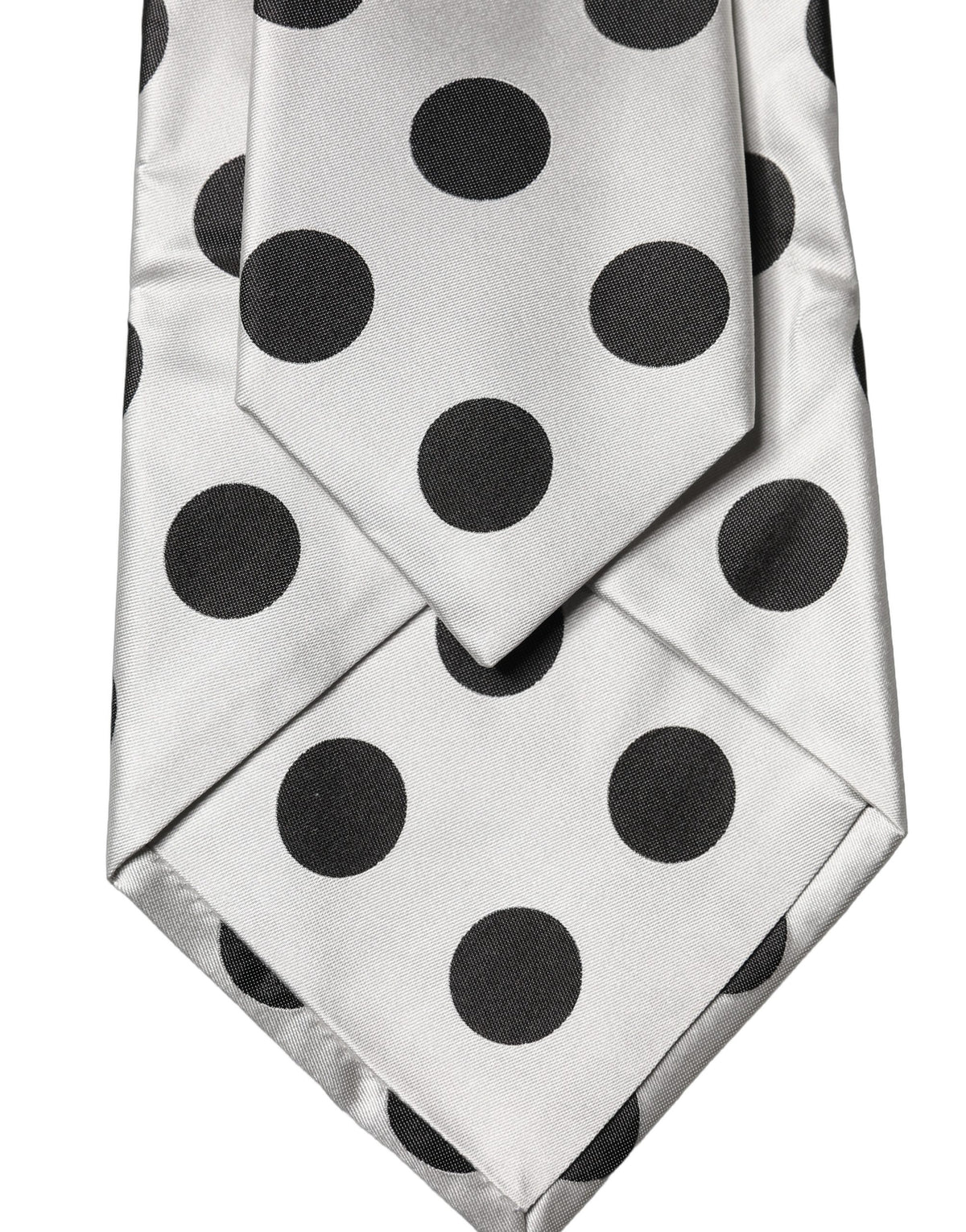 Dolce & Gabbana White Black Polka Dot Silk Adjustable Women Necktie Tie