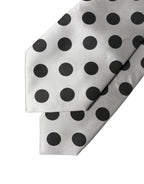 Dolce & Gabbana White Black Polka Dot Silk Adjustable Women Necktie Tie