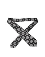 Dolce & Gabbana Dark Gray White Floral Silk Adjustable Women Necktie Tie