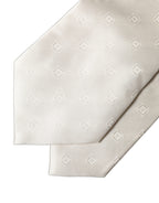 Dolce & Gabbana Off White Geometric Silk Adjustable Women Necktie Tie