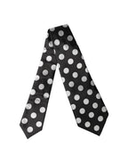 Dolce & Gabbana Dark Gray White Polka Dot Silk Adjustable Women Necktie Tie