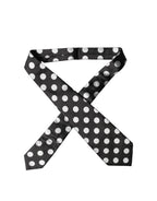 Dolce & Gabbana Dark Gray White Polka Dot Silk Adjustable Women Necktie Tie