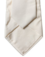 Dolce & Gabbana Off White Solid Silk Adjustable Women Tied Necktie Tie