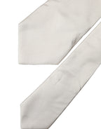 Dolce & Gabbana Off White Solid Silk Adjustable Women Tied Necktie Tie