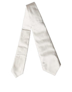 Dolce & Gabbana Off White Solid Silk Adjustable Women Tied Necktie Tie