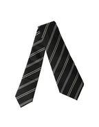 Dolce & Gabbana Dark Gray White Stripes Silk Adjustable Women Necktie Tie