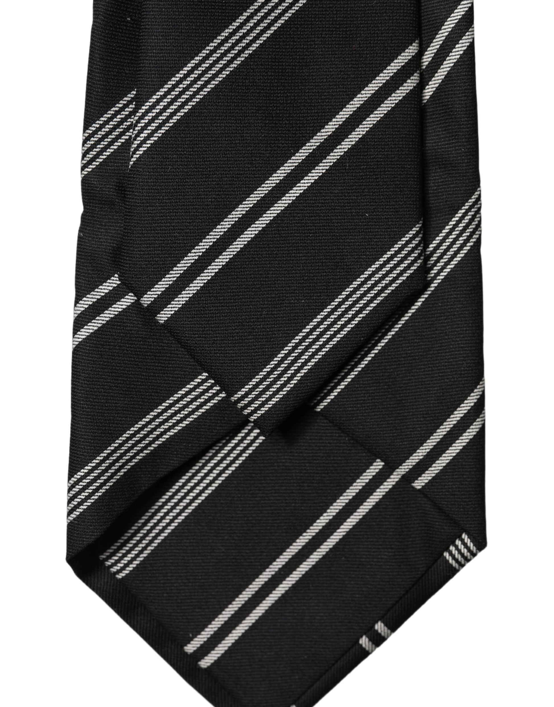 Dolce & Gabbana Black White Stripes Silk Adjustable Women Necktie Tie