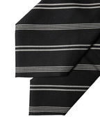 Dolce & Gabbana Dark Gray White Stripes Silk Adjustable Women Necktie Tie