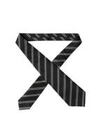 Dolce & Gabbana Dark Gray White Stripes Silk Adjustable Women Necktie Tie