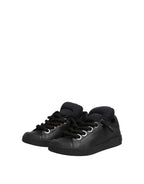 Dolce & Gabbana Black Leather Low Top Portofino Sneakers Shoes