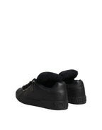 Dolce & Gabbana Black Leather Low Top Portofino Sneakers Shoes