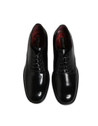 Dolce & Gabbana Black Calfskin Leather Derby Men Dress Shoes