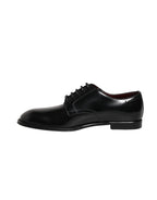 Dolce & Gabbana Black Calfskin Leather Derby Men Dress Shoes