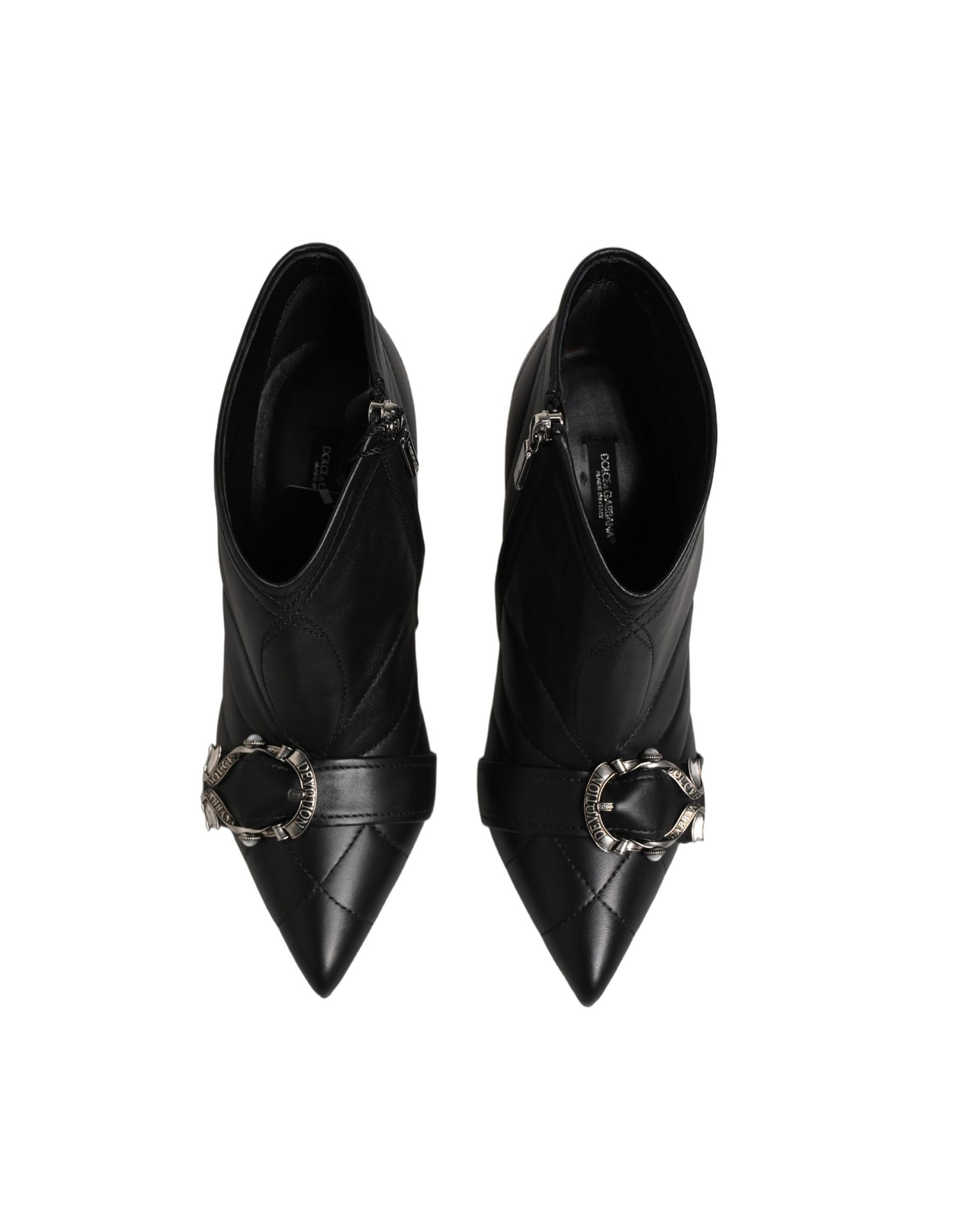 Dolce & Gabbana Black Devotion Quilted Buckled Boots Shoes Dolce & Gabbana