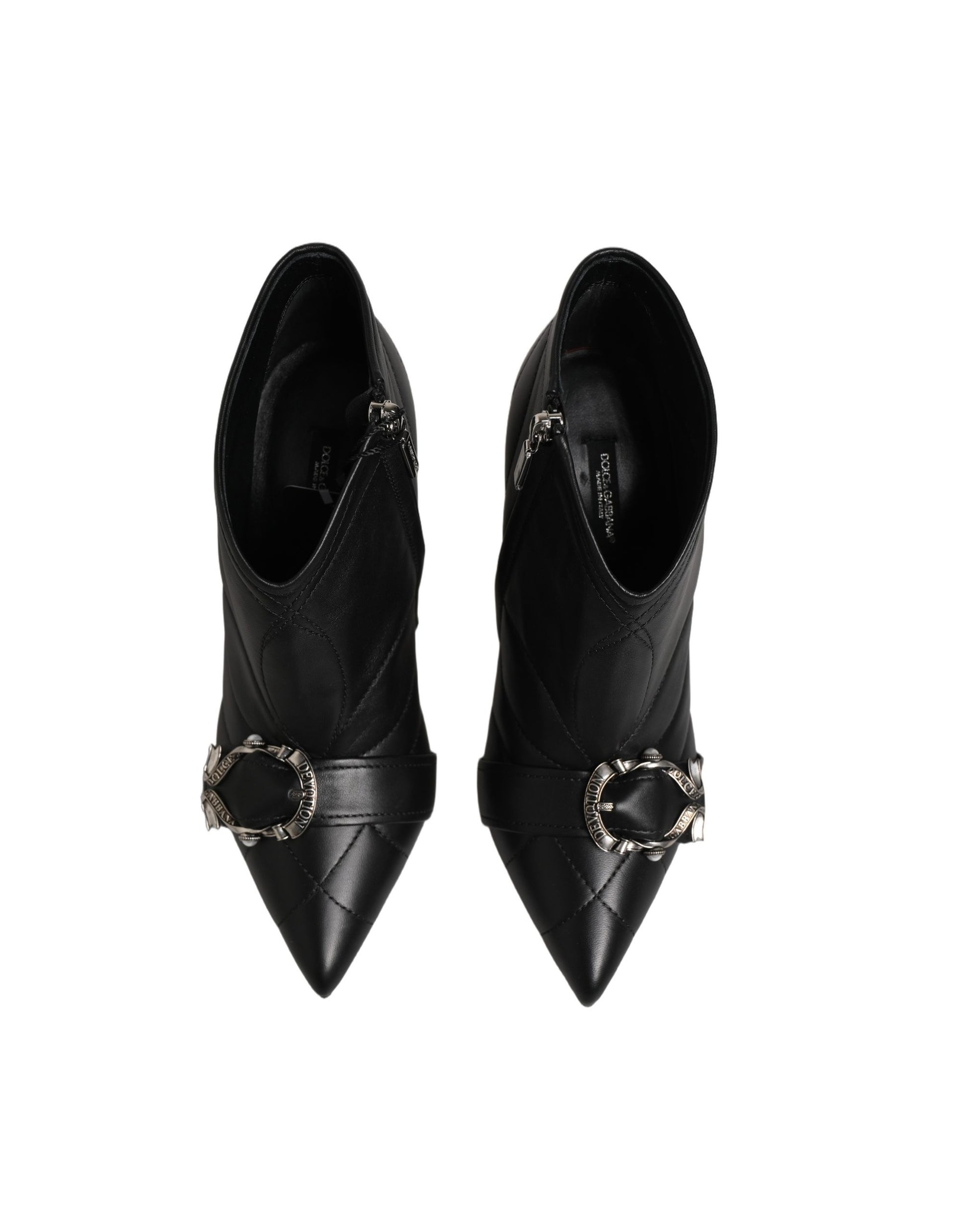 Dolce & Gabbana Black Devotion Quilted Buckled Boots Shoes Dolce & Gabbana