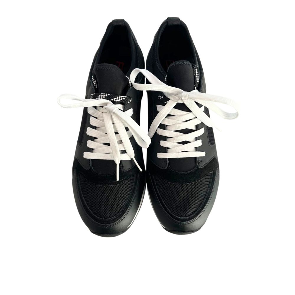 Borbonese Black Leather Men Sneaker Borbonese