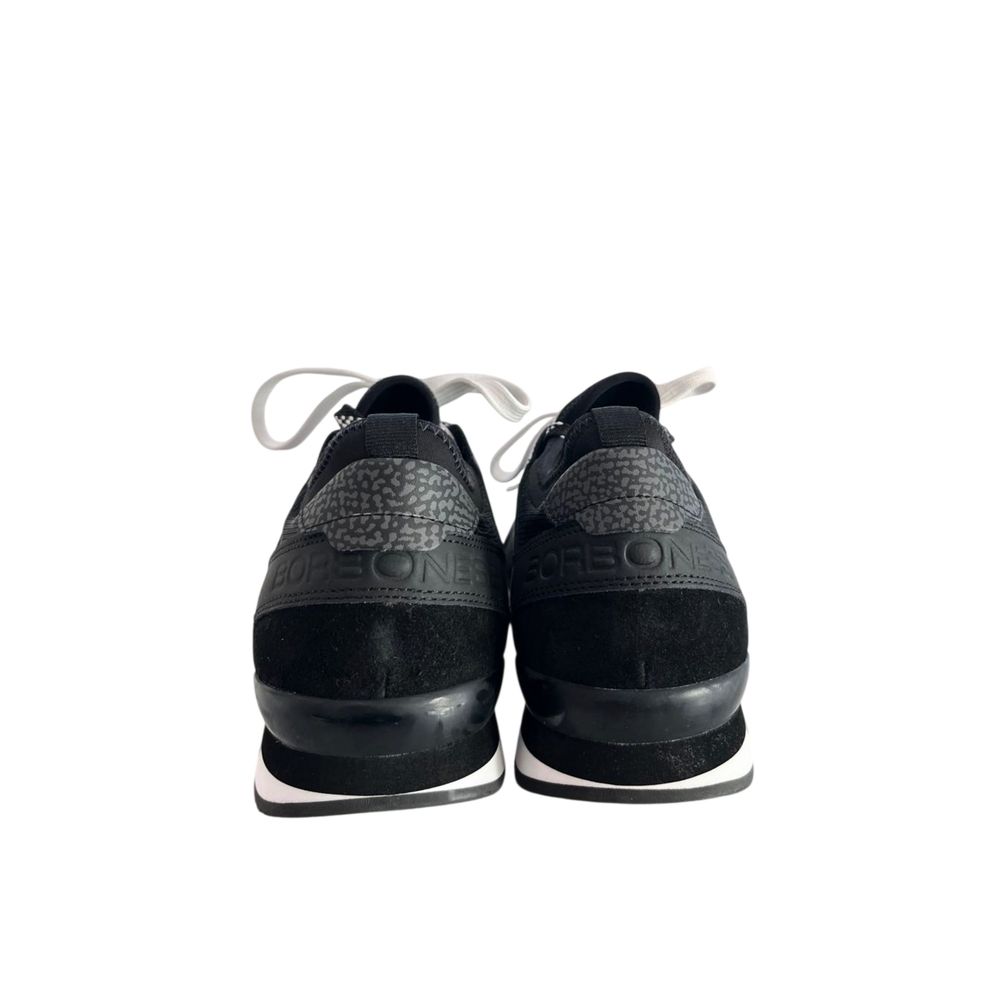 Borbonese Black Leather Men Sneaker Borbonese