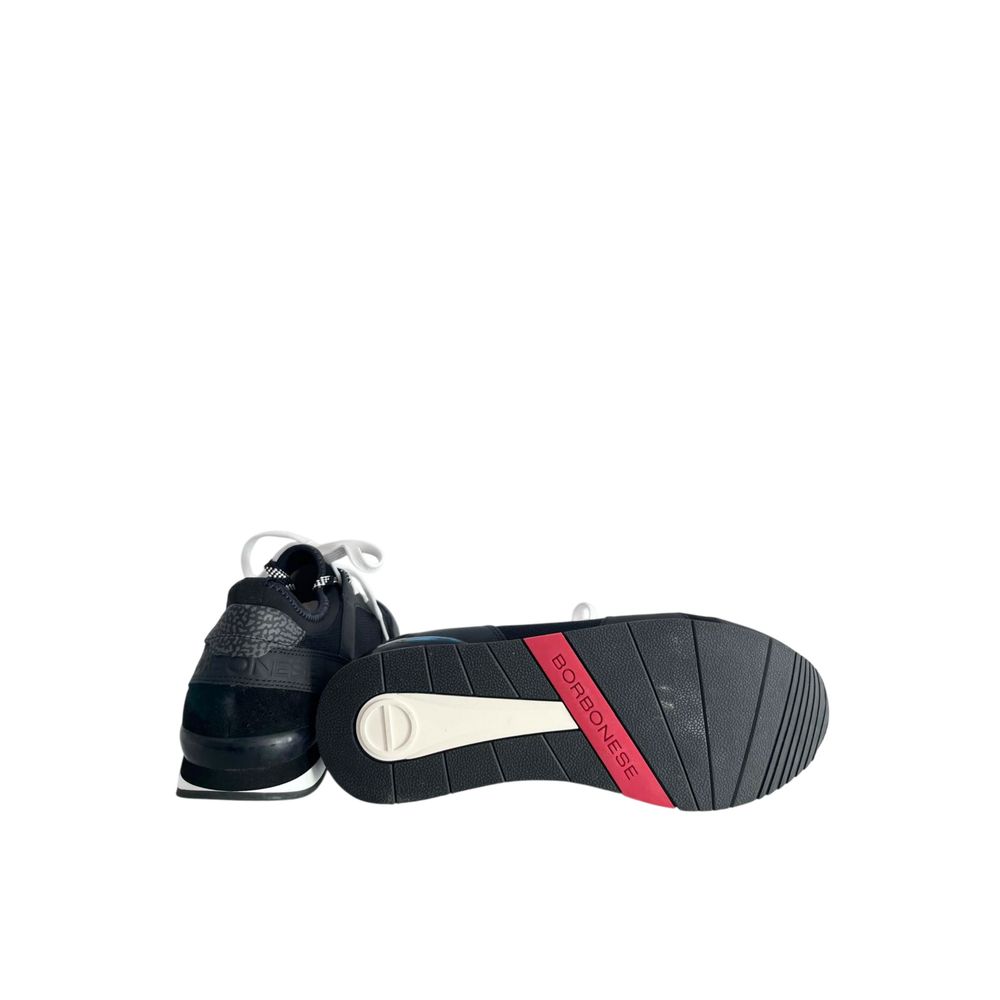 Borbonese Black Leather Men Sneaker Borbonese