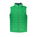 La Martina Verde Poliammide men's gilet shown on a hanger, featuring a sleeveless design with a zip front and lightweight fabric.