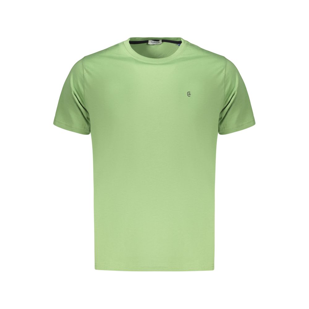 Green cotton men's T-shirt by Coveri Moving, featuring a comfortable fit and simple design, shown on a plain background.