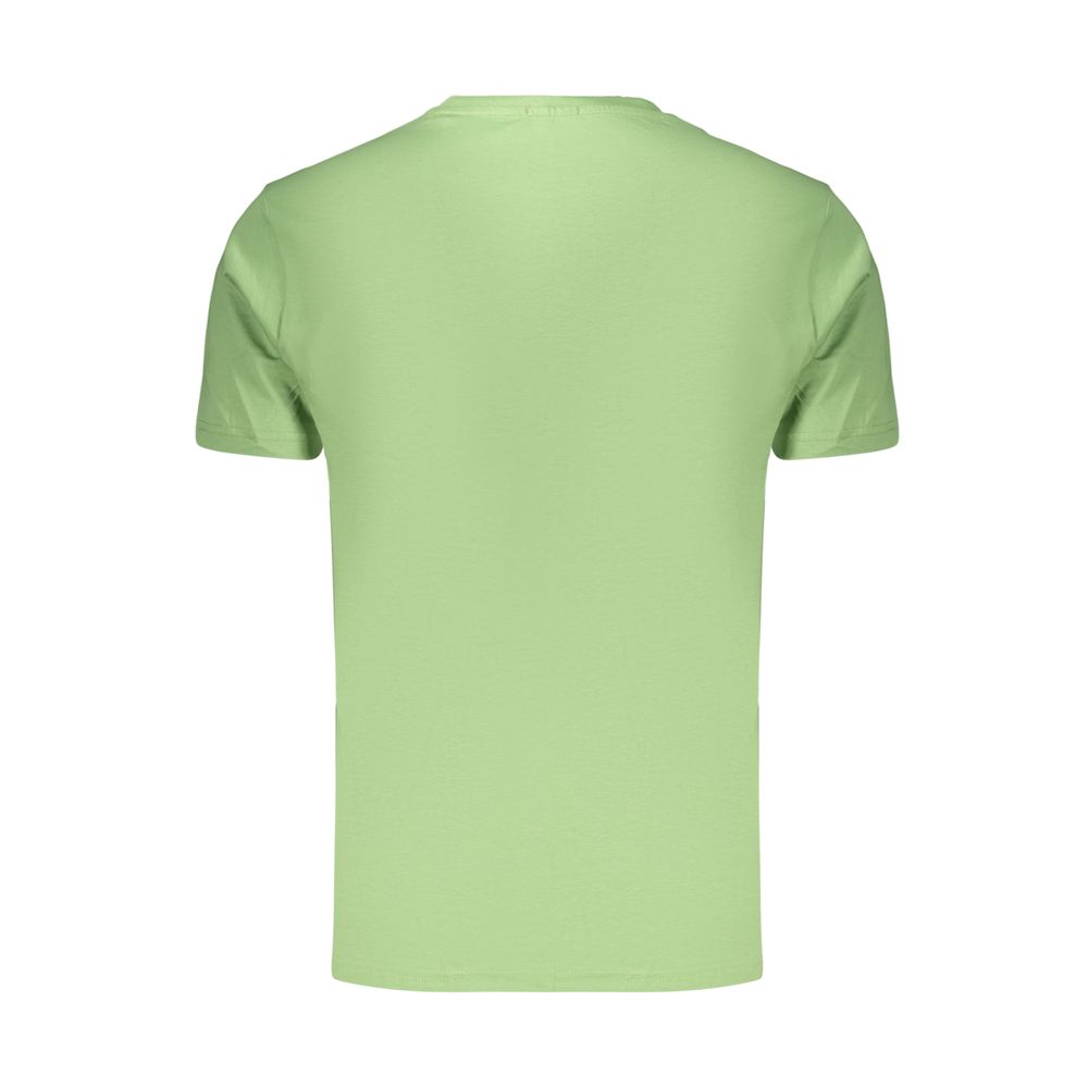 Coveri Moving Verde cotton men's T-shirt with a green fabric and classic fit, displayed flat showing front view.