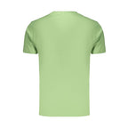 Coveri Moving Verde cotton men's T-shirt with a green fabric and classic fit, displayed flat showing front view.