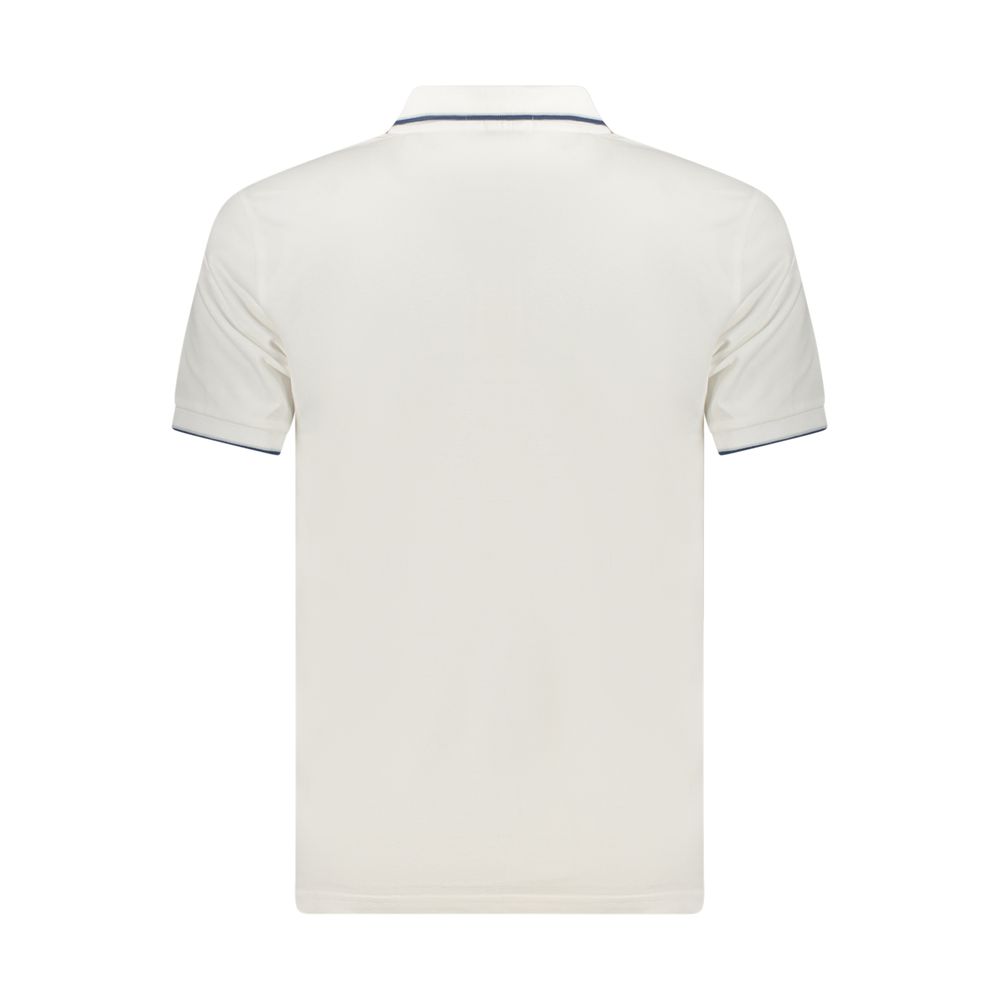 Coveri Moving Bianco cotton men's polo shirt with a classic collar and short sleeves, displayed on a neutral background.