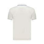 Coveri Moving Bianco cotton men's polo shirt with a classic collar and short sleeves, displayed on a neutral background.