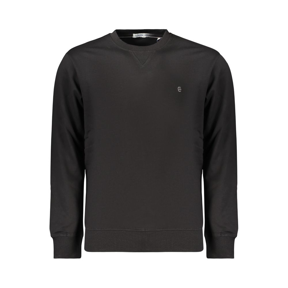 Black cotton men's sweatshirt by Coveri Moving featuring a comfortable fit and casual style with subtle branding.