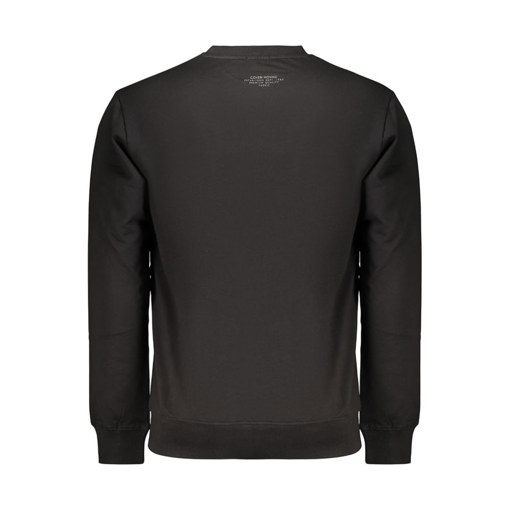Black men's cotton sweatshirt by Coveri Moving, featuring a comfortable fit and minimal design.
