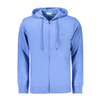 Coveri Moving blue cotton men's sweatshirt with a relaxed fit and crew neckline, displayed flat on a white background.