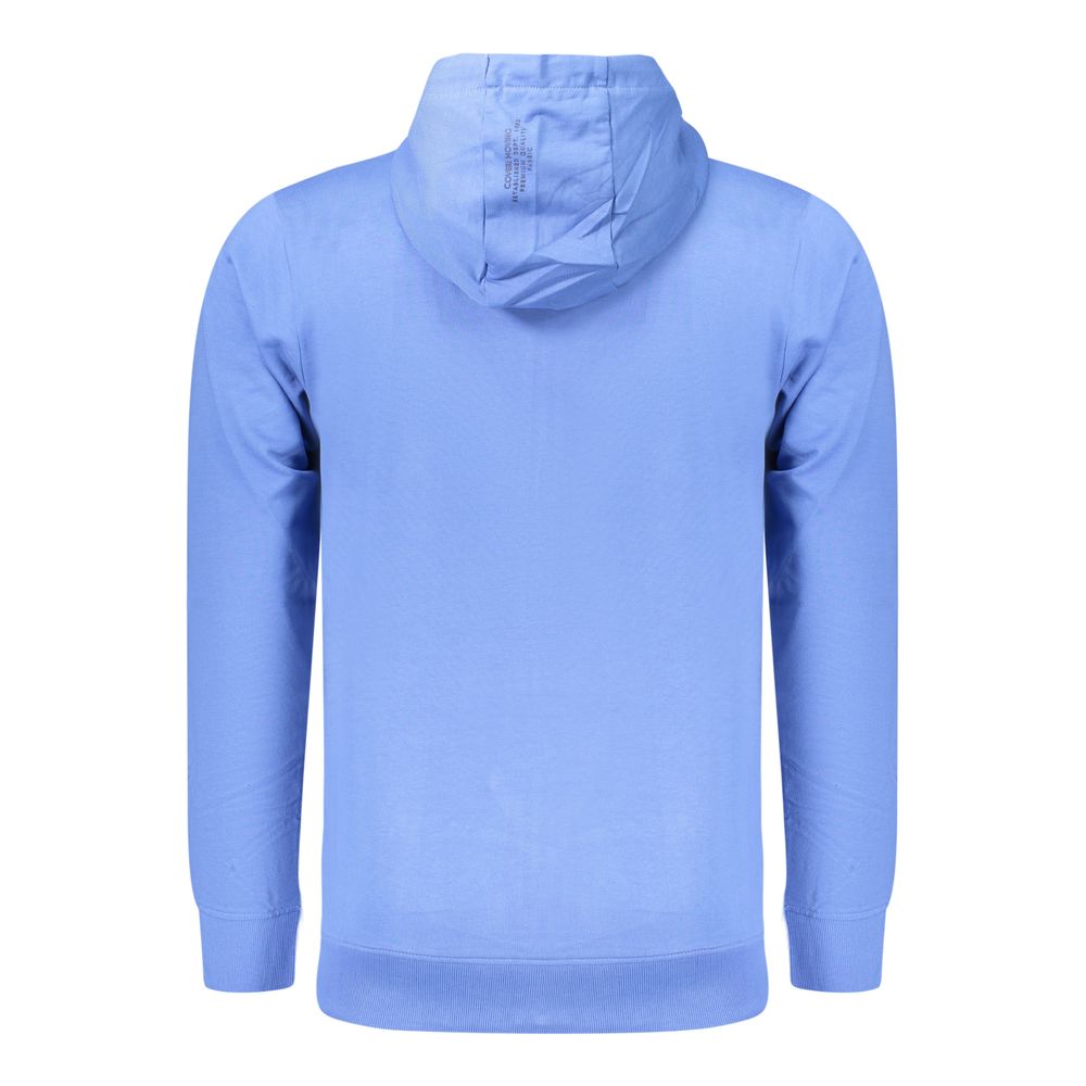 Coveri Moving blue cotton men's sweatshirt with a relaxed fit, featuring a crew neckline and subtle branding details.