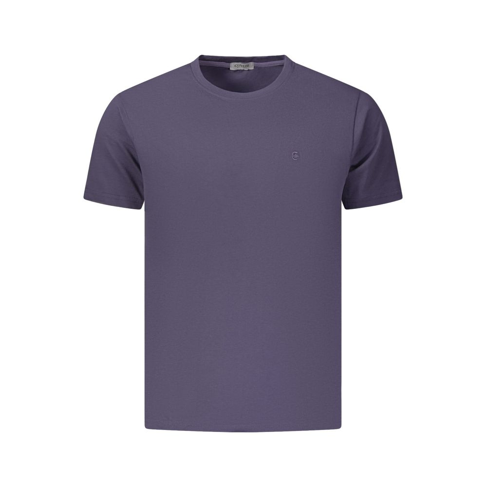 Blue cotton men's T-shirt by Coveri Moving featuring a classic fit and subtle branding, shown on a neutral background.